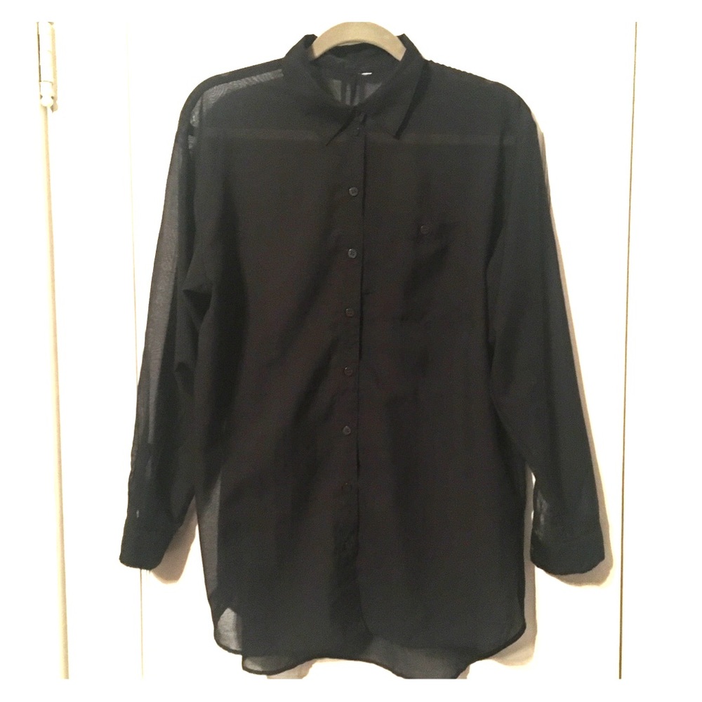 Sheer black button up
